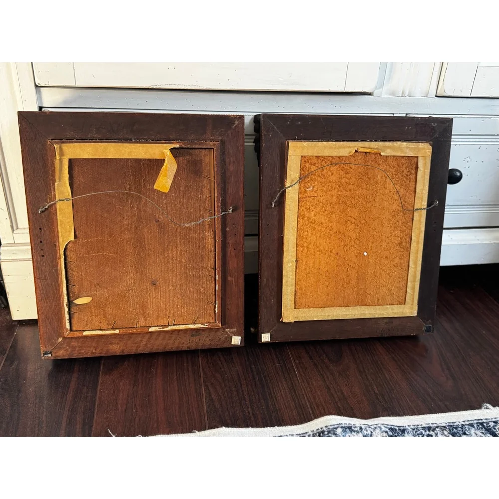 Antique Arts & Crafts Wood Picture Frames with Iron Leaf Mounts – Black Forest
